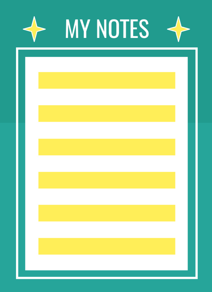 Green Daily Planner with Yellow Lines Notepad 4x5.5in Design Template