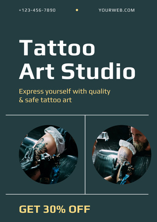 Art Tattoo Studio With Qualified Master And Discount Poster Design Template