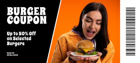 Lezzetli Burger İndirim Kuponu Coupon 3.75x8.25in Tasarım Şablonu