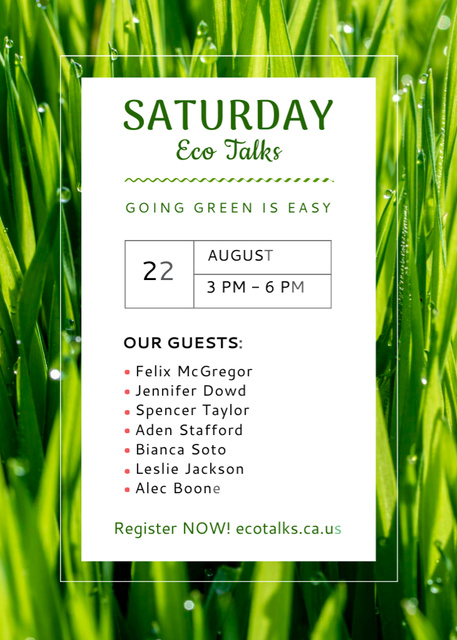 Ontwerpsjabloon van Invitation van Ecological Event with Green Grass