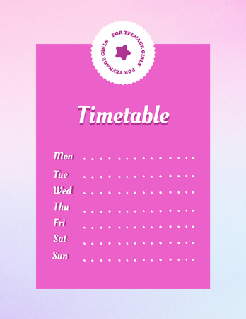 Platilla de diseño Week Timetable for Girls in Pink Notepad 8.5x11in