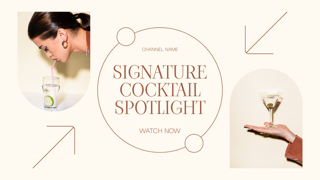 Young Woman Trying Signature Cocktail Youtube Thumbnail Design Template