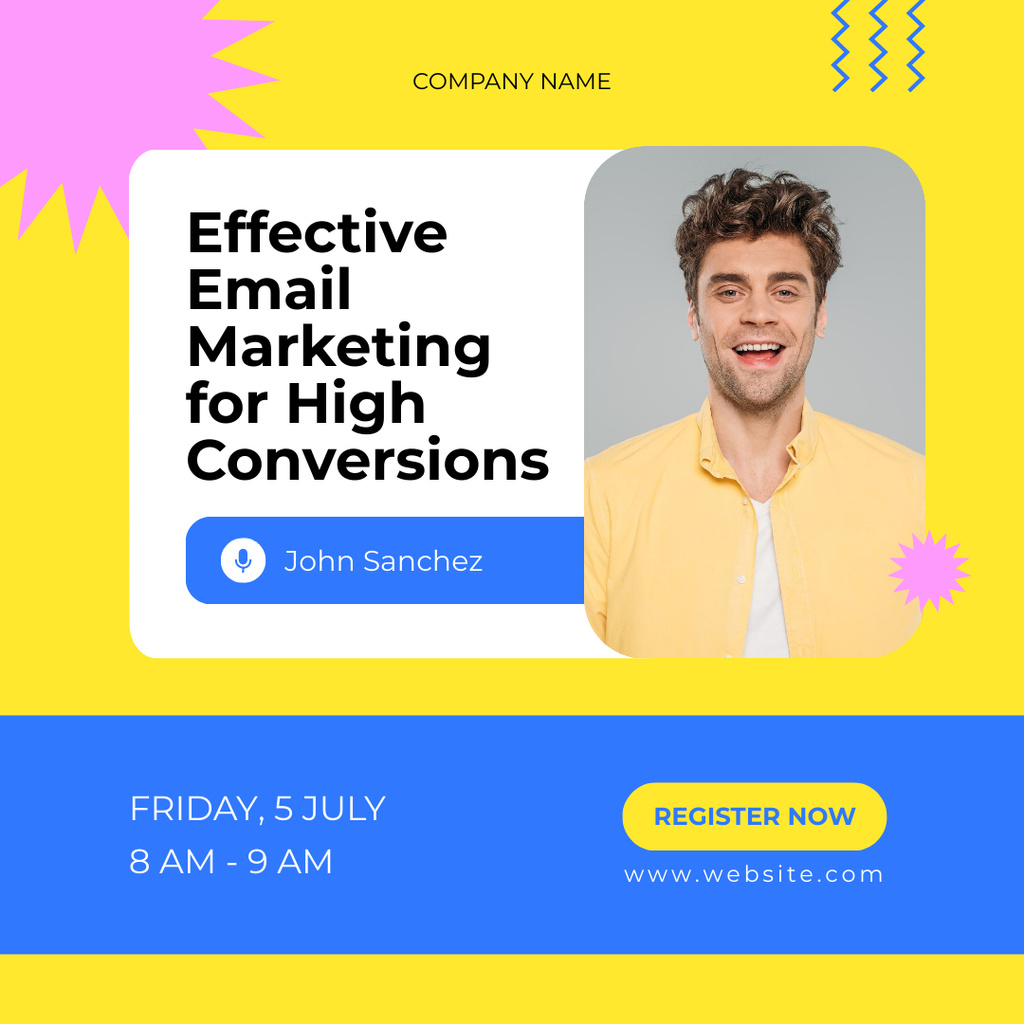 Cheerful Man Offers Digital Marketing Agency Services Instagram Design Template