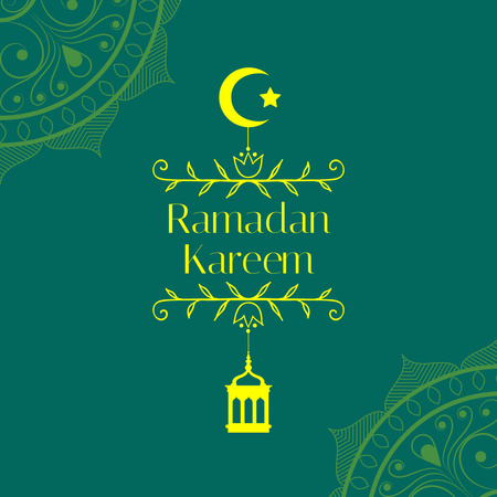 Ramadan Greetings on Green  Instagram Design Template