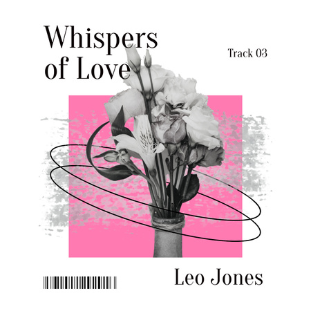 Ontwerpsjabloon van Album Cover van Verse bloemen in boeket en liedjes ingesteld op Valentijnsdag