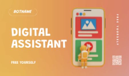 Digital Assistant Services Offer Business card Design Template