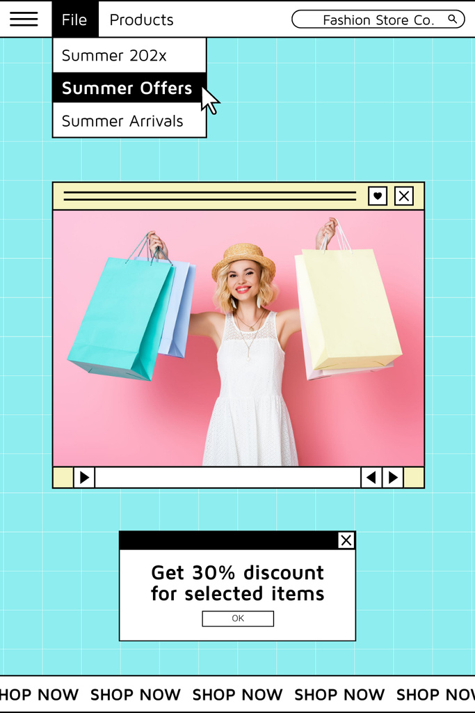 Summer Shopping Discount Pinterestデザインテンプレート