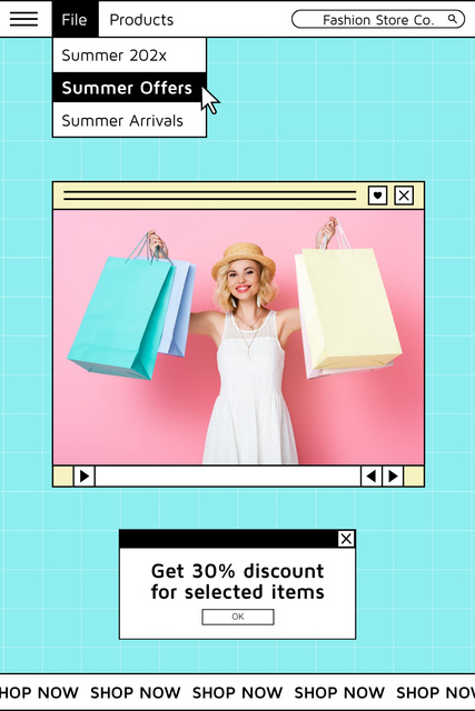 Designvorlage Summer Shopping Discount für Pinterest