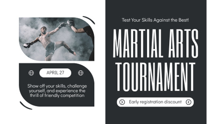 Plantilla de diseño de Torneo de artes marciales con boxeadores en ring FB event cover 