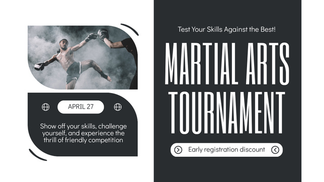 Ontwerpsjabloon van FB event cover van Martial Arts Tournament with Boxers on Ring
