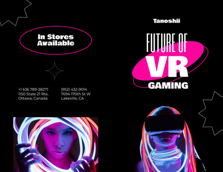 Modèle de visuel Gaming Gear Ad Femme dans des néons lumineux - Brochure 8.5x11in Bi-fold