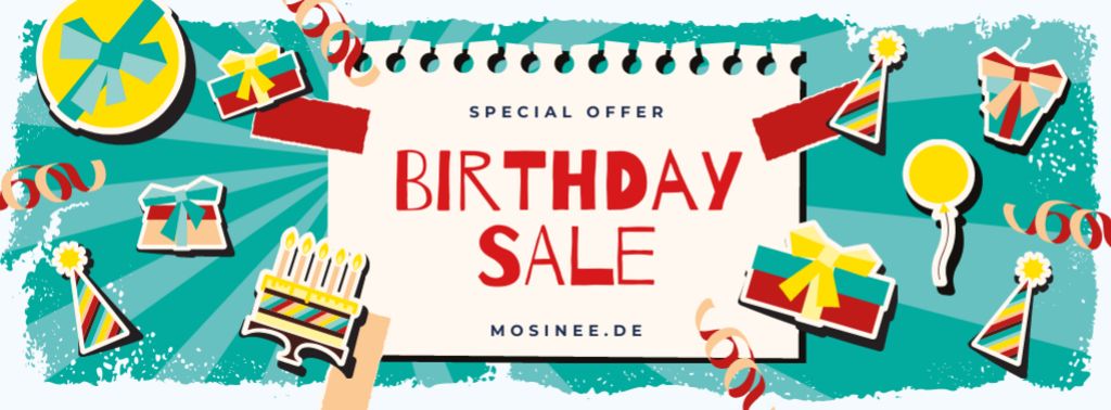 Birthday Sale Party Attributes Icons Facebook cover – шаблон для дизайна