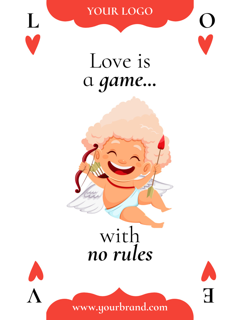 Valentine's Day Phrase with Cute Cupid Poster US Design Template