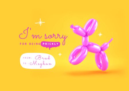 Cute Apology Phrase with Inflatable Poodle Card – шаблон для дизайну