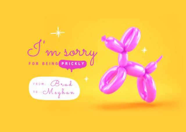 Cute Apology Phrase with Inflatable Poodle Card – шаблон для дизайна