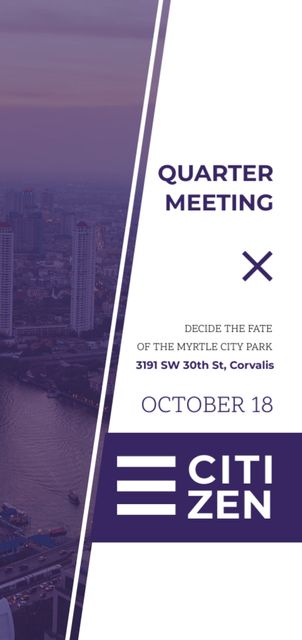Quarter Meeting Announcement with City View Flyer DIN Large Design Template