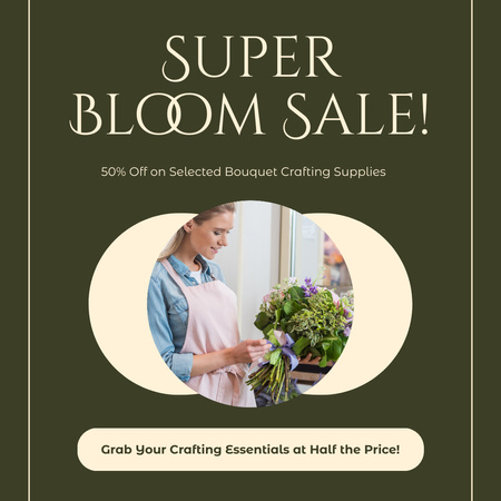 Ontwerpsjabloon van Instagram van Aankondiging van de Super Blooming Bouquet-uitverkoop