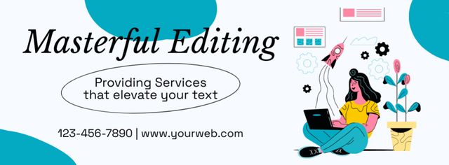 Promoting Awesome Content Editing Service With Slogan Facebook cover Design Template