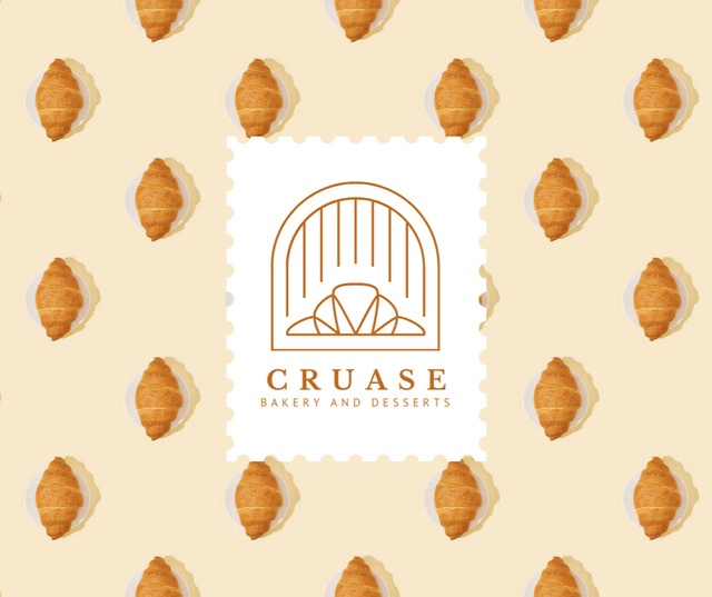 Bakery Ad with Fresh Croissants Facebook Design Template