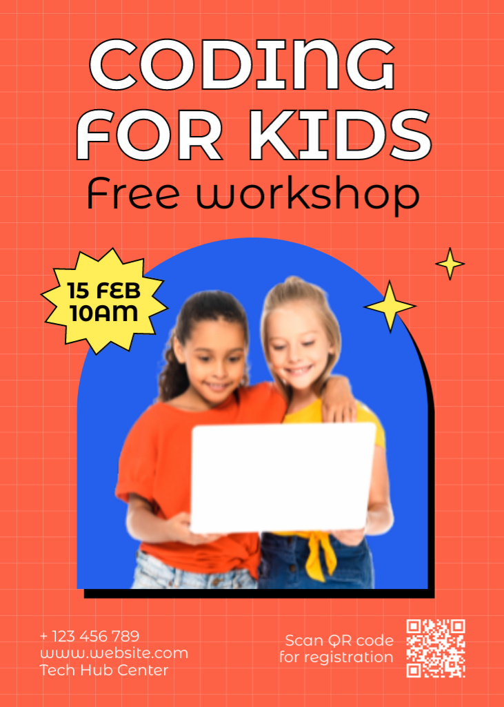 Free Coding Workshop for Kids Invitationデザインテンプレート
