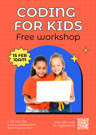 Free Coding Workshop for Kids Invitation – шаблон для дизайна