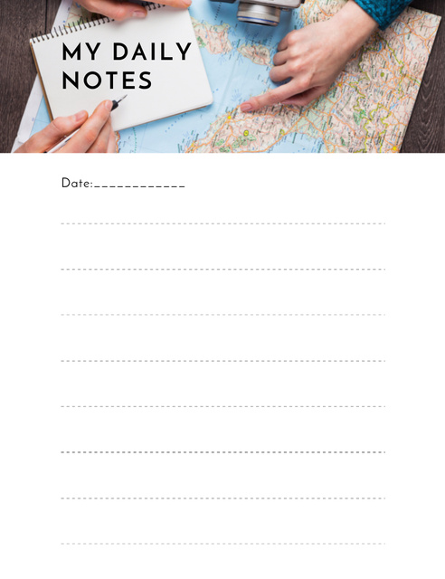Travel Daily Itinerary Notepad 107x139mm Design Template