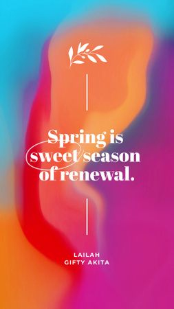 Designvorlage Abstrakte Streifen mit Zitat über den Frühling für Instagram Video Story