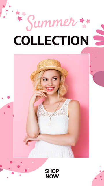 Template di design Summer Fashion Collection of Dresses and Accessories in Pink Instagram Story