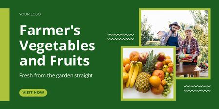 Designvorlage Exotische Früchte und Gemüse von unserem Bauernhof für Twitter