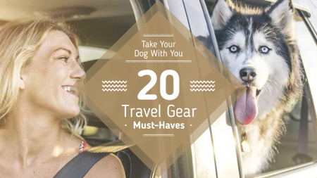 Travelling with Pet Woman and Dog in Car FB event cover Šablona návrhu