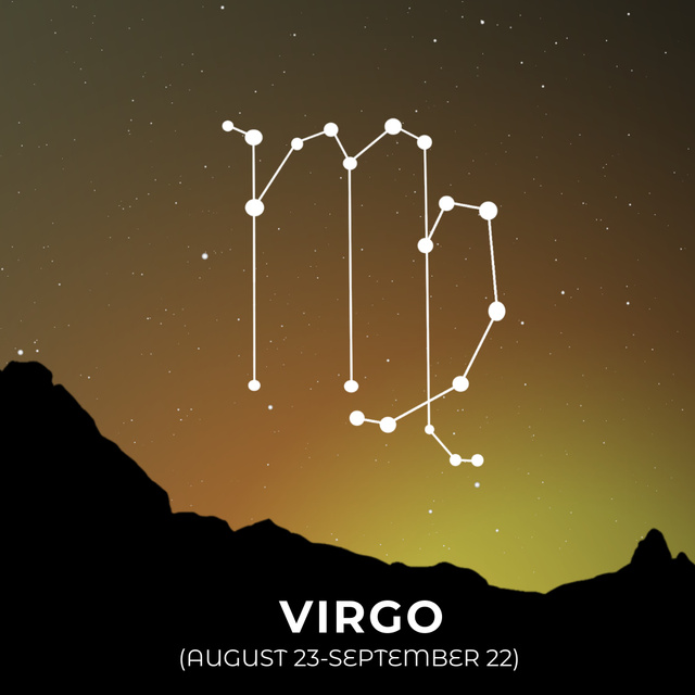 Plantilla de diseño de Night Sky with Virgo Constellation Animated Post 