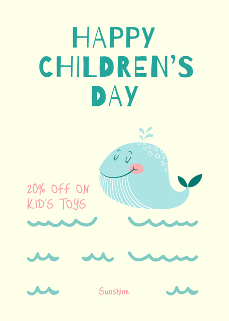 Amazing Children's Day Congratulations With Toys Sale Offer Postcard 5x7in Vertical Πρότυπο σχεδίασης