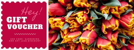 Flowers Sale Offer with Yellow and Red Tulips Coupon Πρότυπο σχεδίασης