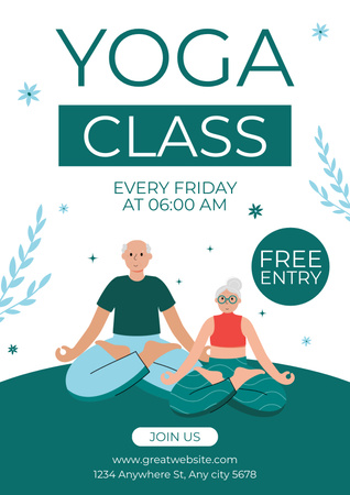 Ücretsiz Girişli Yaşlılar İçin Yoga Sınıfı Poster Tasarım Şablonu