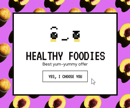 anúncio de alimentos saudáveis com pêssegos Medium Rectangle Modelo de Design