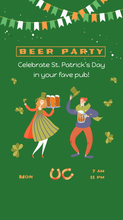 Beer Party In Pub On Patrick's day Instagram Video Story Design Template