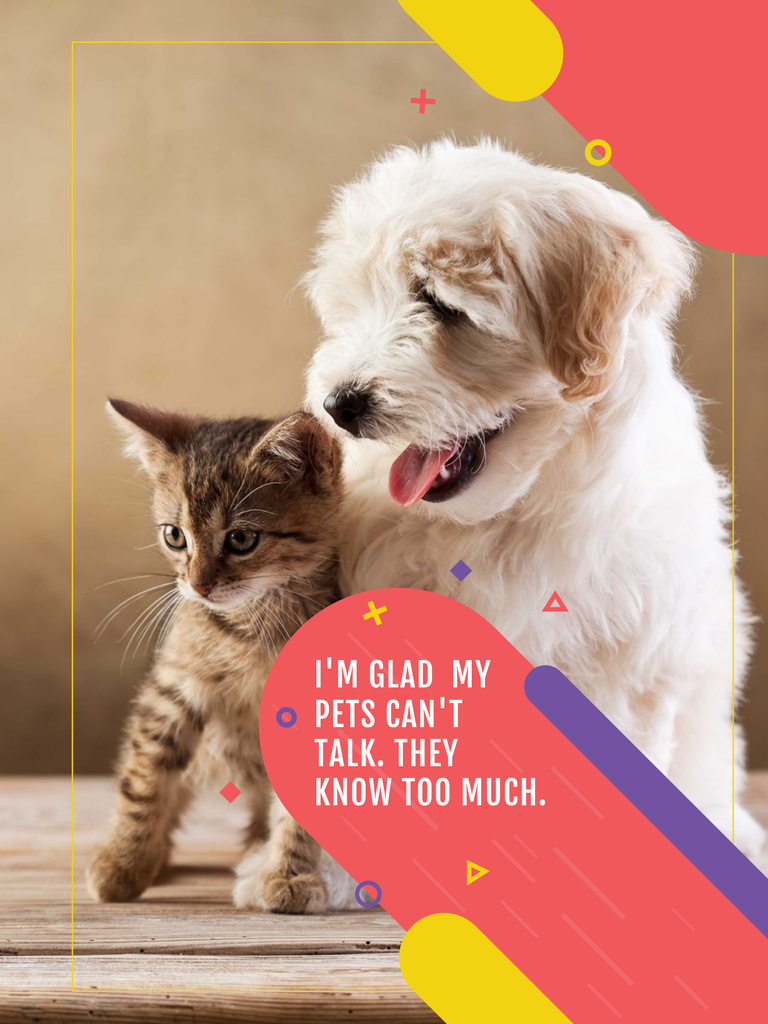 Pets clinic ad with Cute Dog and Cat Poster US Modelo de Design