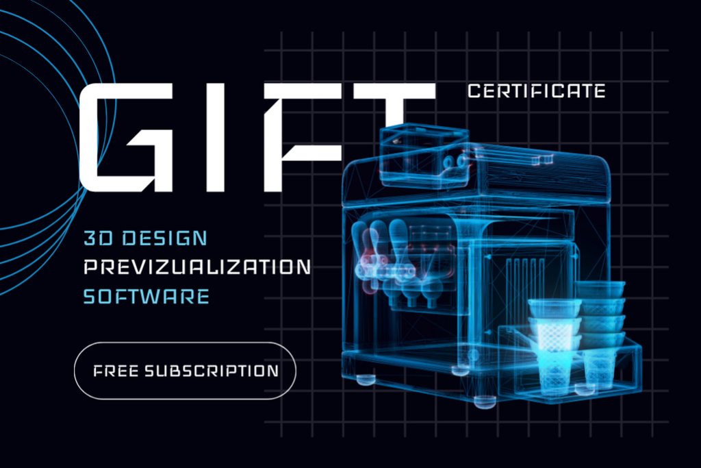 Plantilla de diseño de Previsualization Software Ad Gift Certificate 