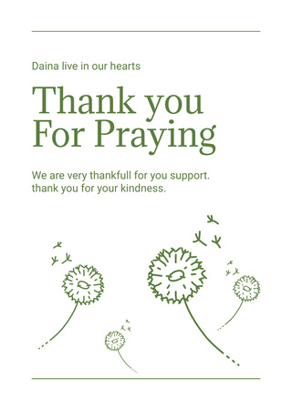 Template di design Sympathy Thank you Messages with Dandelions Postcard A6 Vertical