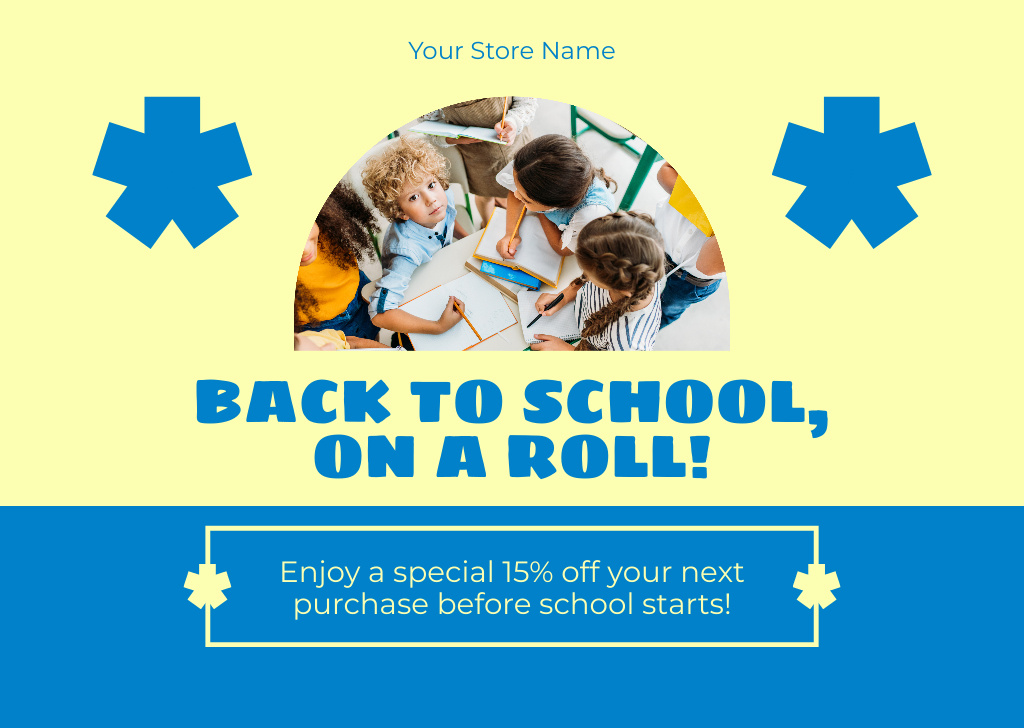 Template di design Offer Discount on Next School Purchase for Kids Card