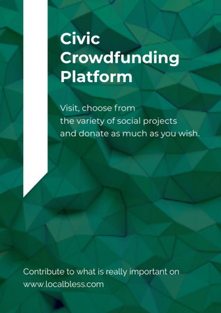 Designvorlage Crowdfunding-Plattformanzeige auf grünem Muster für Flyer A7