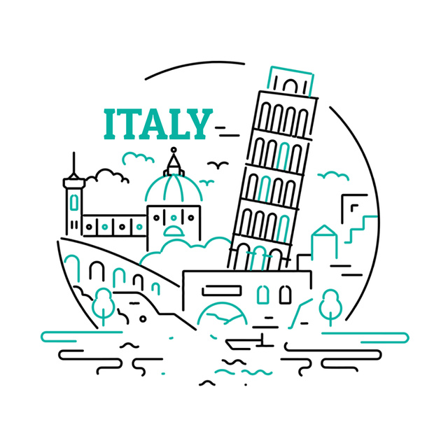 Ontwerpsjabloon van Animated Post van Italy famous travelling spots