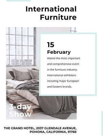 Furniture Show Bedroom in Grey Color Poster US Πρότυπο σχεδίασης