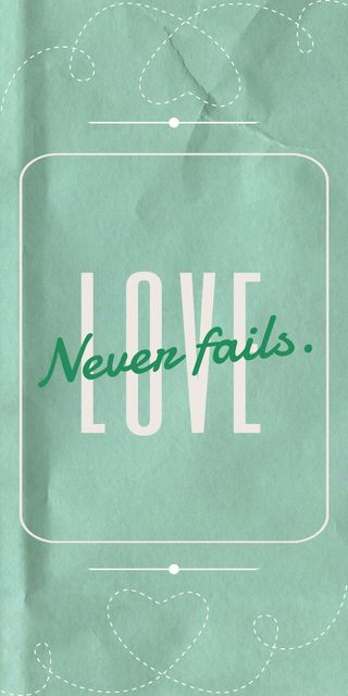 Love Never Fails Quote With Paper Background Graphic Modelo de Design