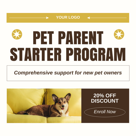 Dog Parenthood Support Program Instagram AD Design Template