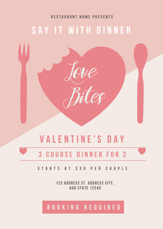 Platilla de diseño Valentine's Day Dinner For Lovers Sale Offer Invitation