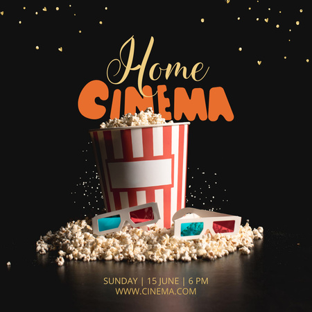 Ontwerpsjabloon van Instagram van Home Cinema Announcement