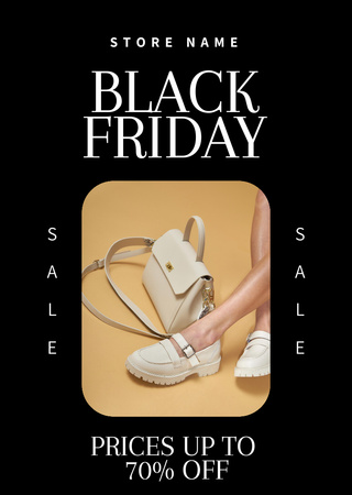 Female Shoes Sale on Black Friday Flyer A6 Design Template