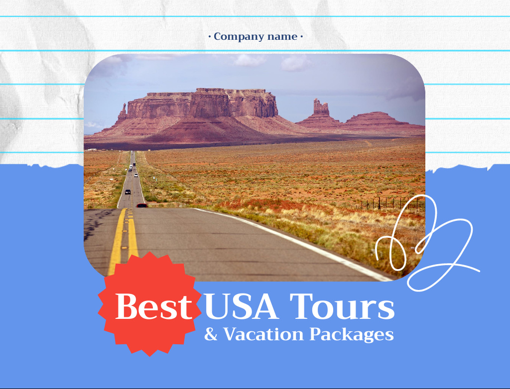 Best USA Tours And Vacation Packages Postcard 4.2x5.5in Design Template