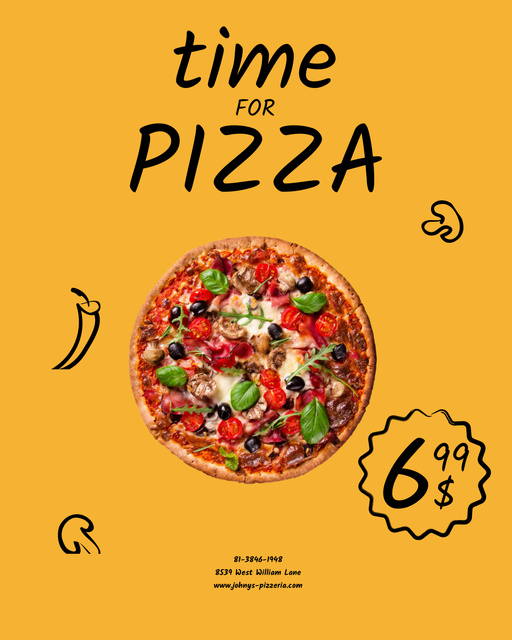Pizza for Restaurant Offer Poster 16x20in – шаблон для дизайну
